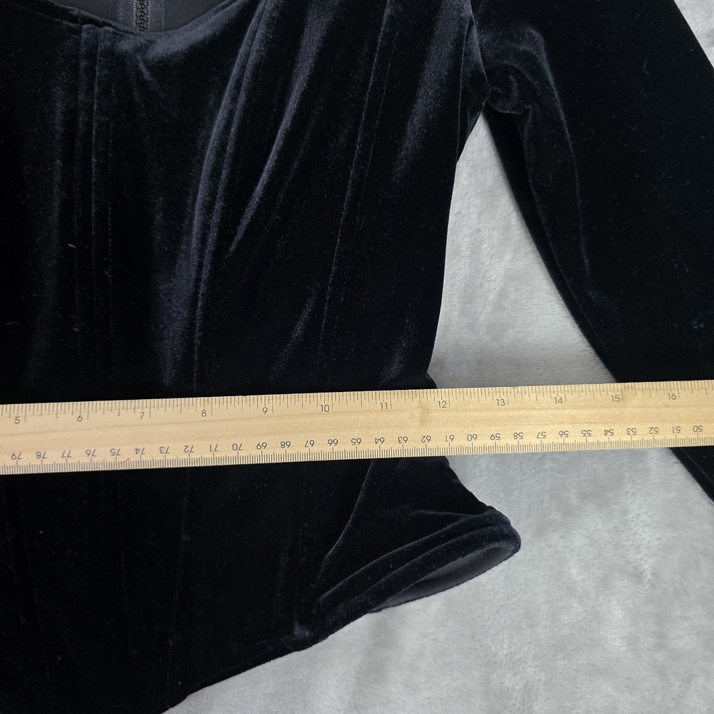 Jessica McClintock Velvet VTG Long Sleeve Bone Corset 8 Whimsigoth Witchy Gypsy - Picture 6 of 10